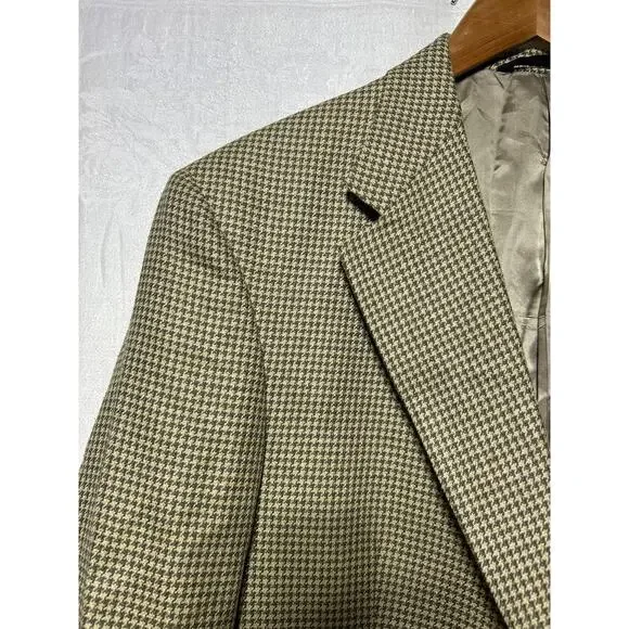 Vintage Burberrry London Sport Coat 43R Brown Tan Houndstooth Suit - Picture 5 of 15